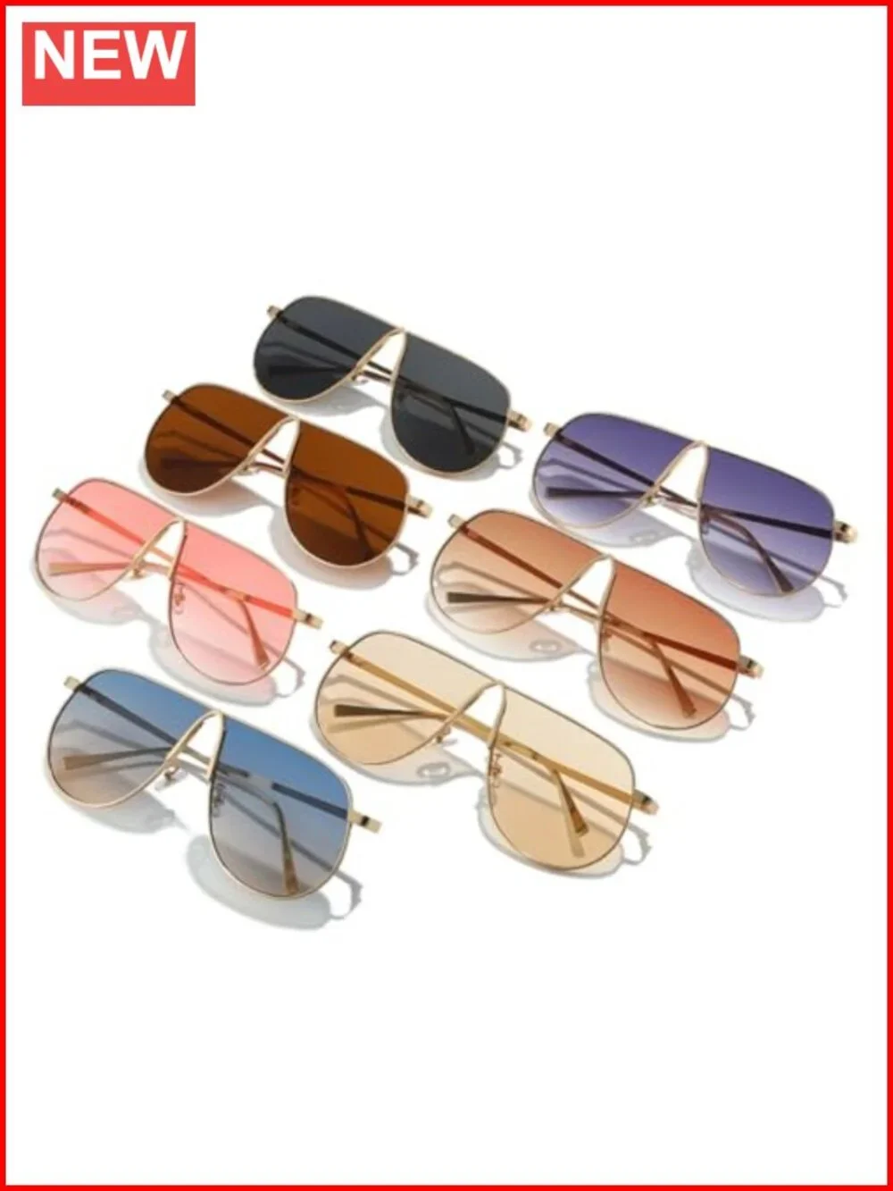 Oversized 70s Gold Metal Frame Aviator Sunglasses with UV Protection